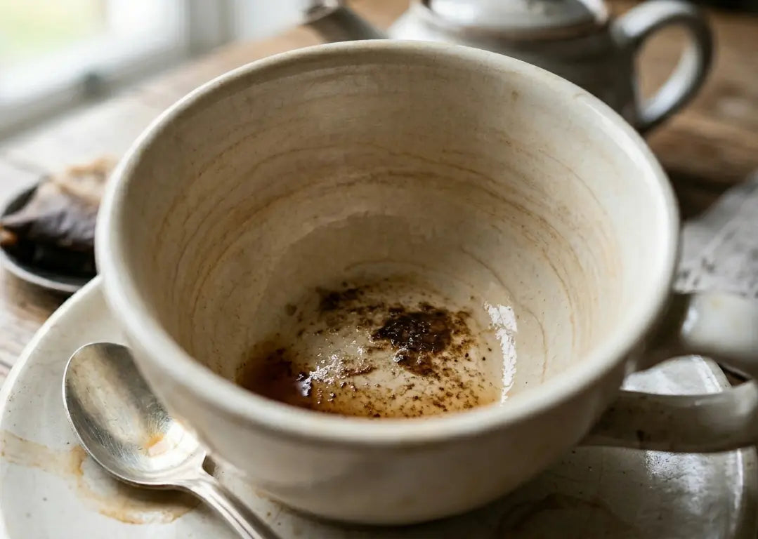 Dépôt marron au fond d'une tasse de thé | La Bibliothéière
