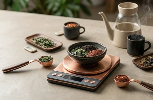 Balance de cuisine pesant des feuilles de the en vrac au gramme pres