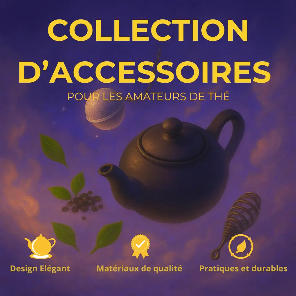 Théière en fonte et feuilles de thé en vrac — collection d'accessoires La Bibliothéière