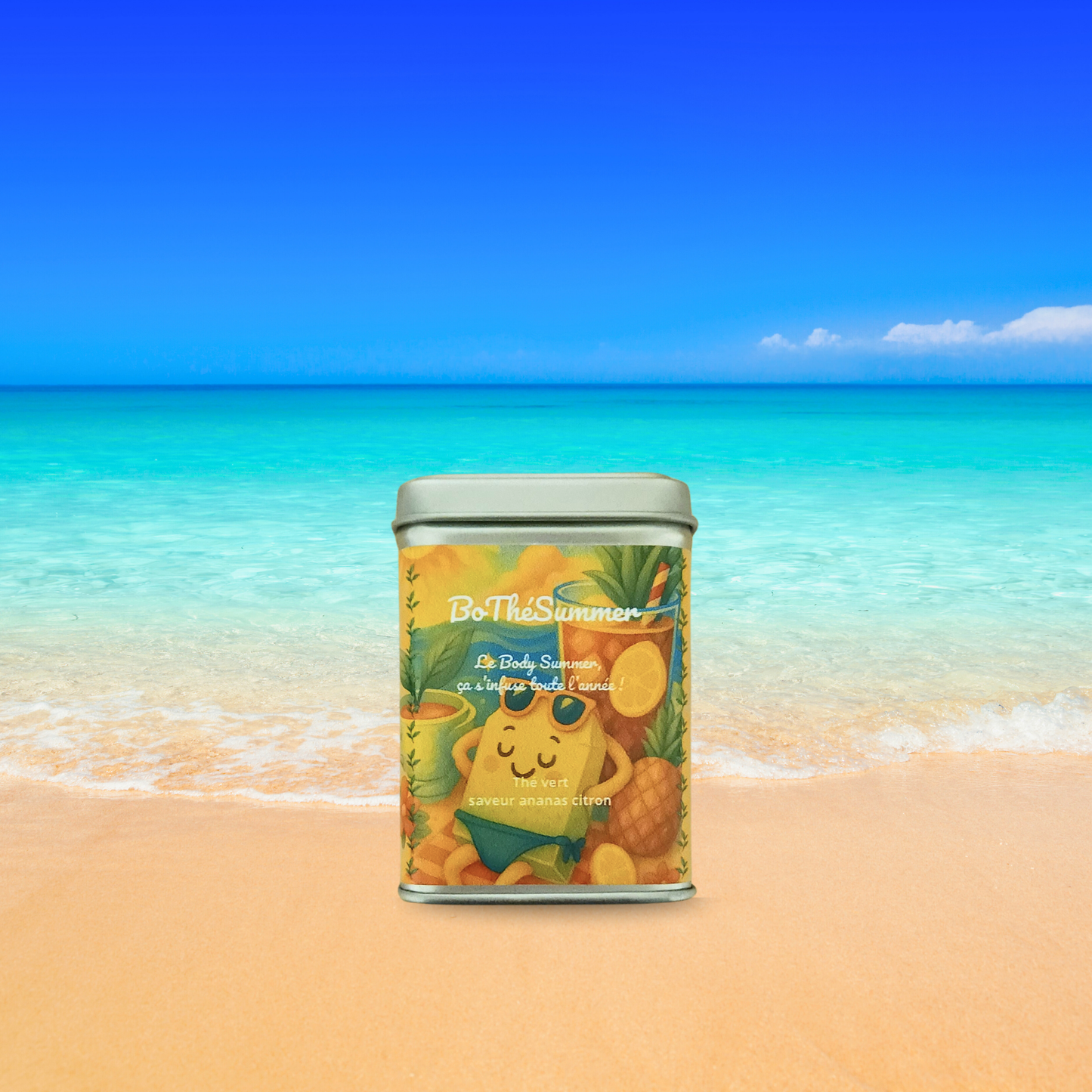 Thé vert ananas citron, BoThéSummer, boîtes métal 50g – La Bibliothéière.