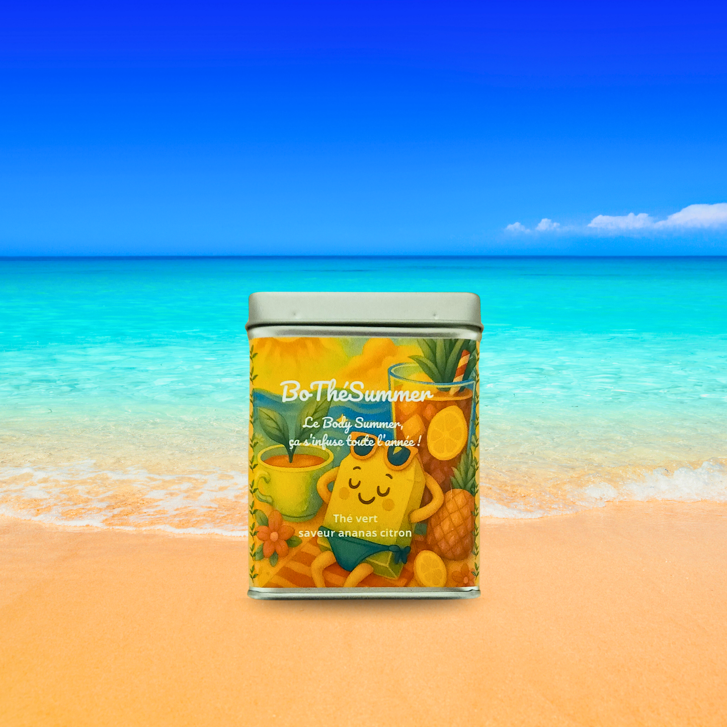 Thé vert ananas citron, BoThéSummer boîtes métal 100g, La Bibliothéière.