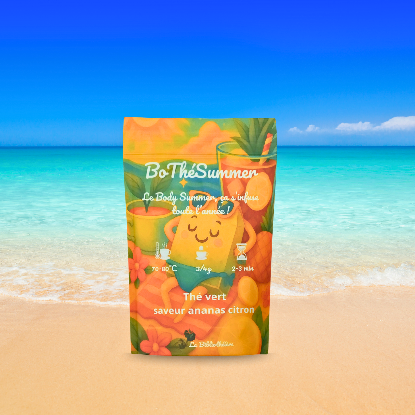 Thé vert ananas citron, BoThéSummer,  sachet 100g  La Bibliothéière.