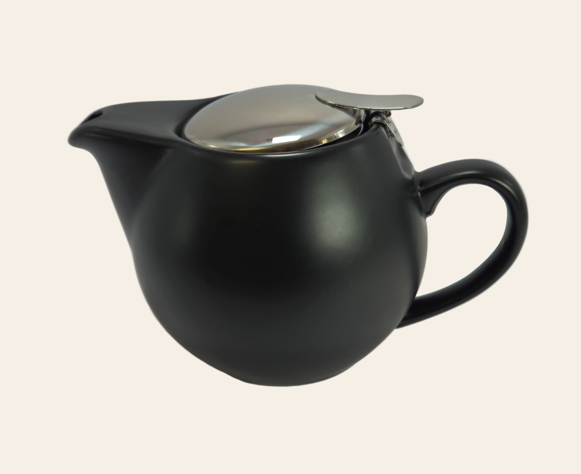 Théière en céramique noire mate 500 ml avec filtre métallique