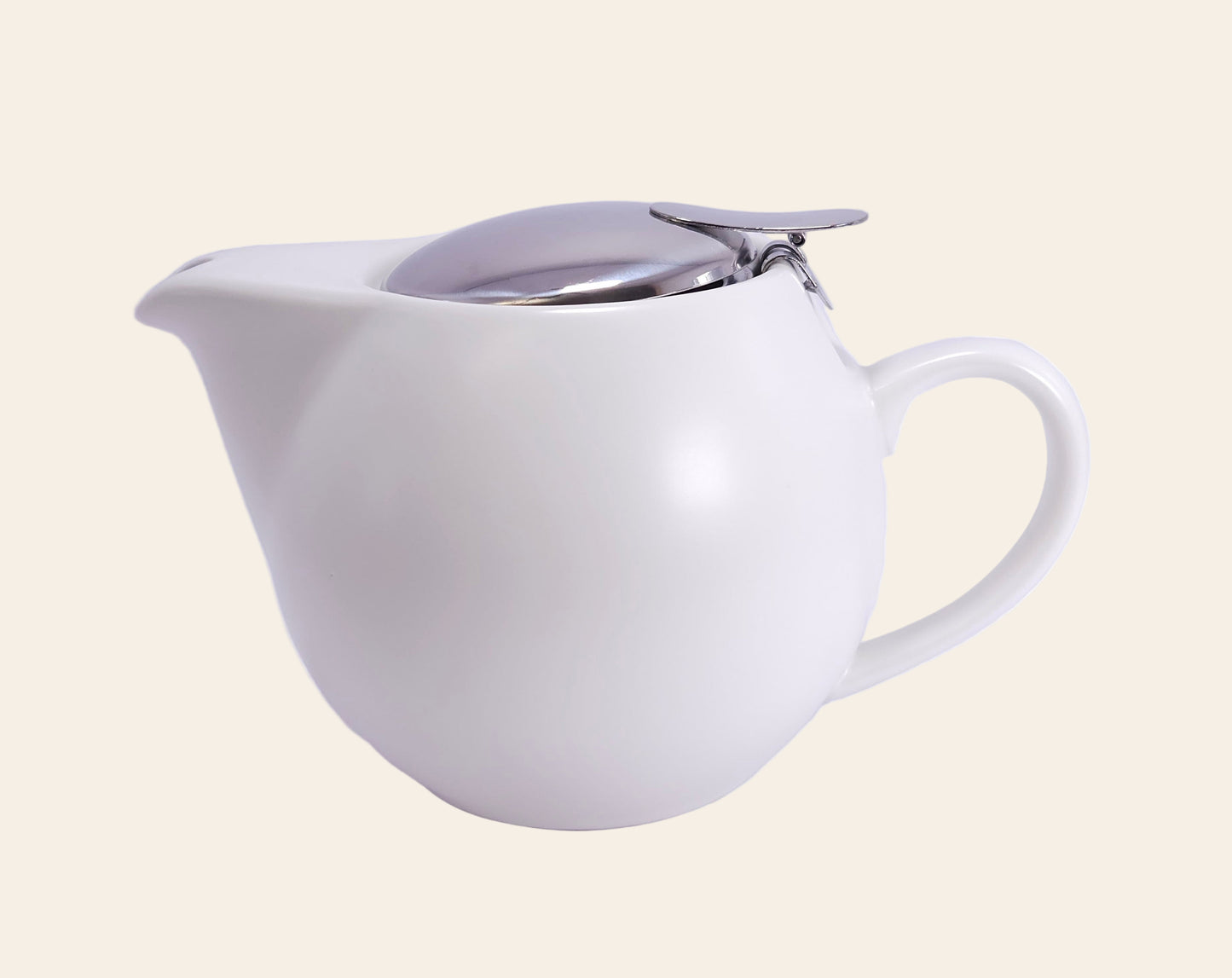 Théière en céramique blanche mate 500 ml avec filtre métallique