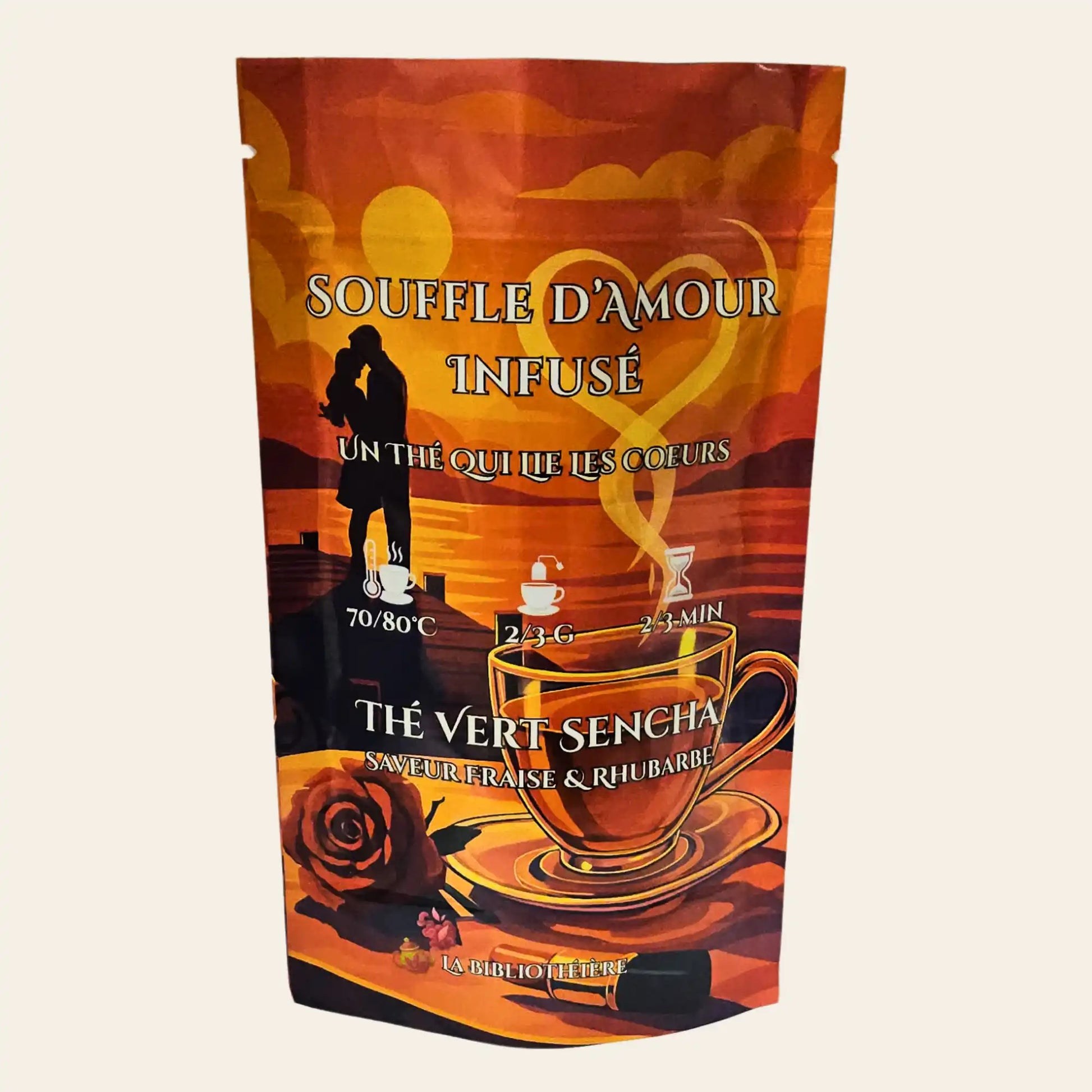 Thé vert Sencha fraise rhubarbe vrac – infusion fruitée naturelle, goût frais et acidulé
