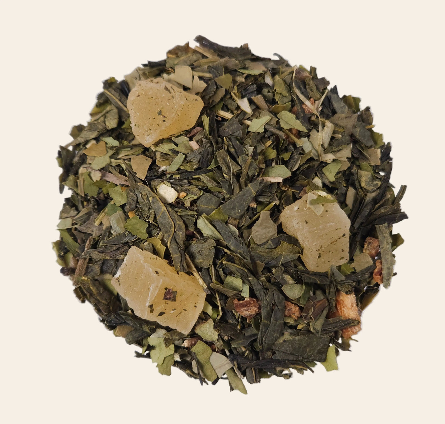 Thé vert en vrac aux saveurs d’ananas et de citron, mélange fruité et rafraîchissant. Marque La Bibliothéière